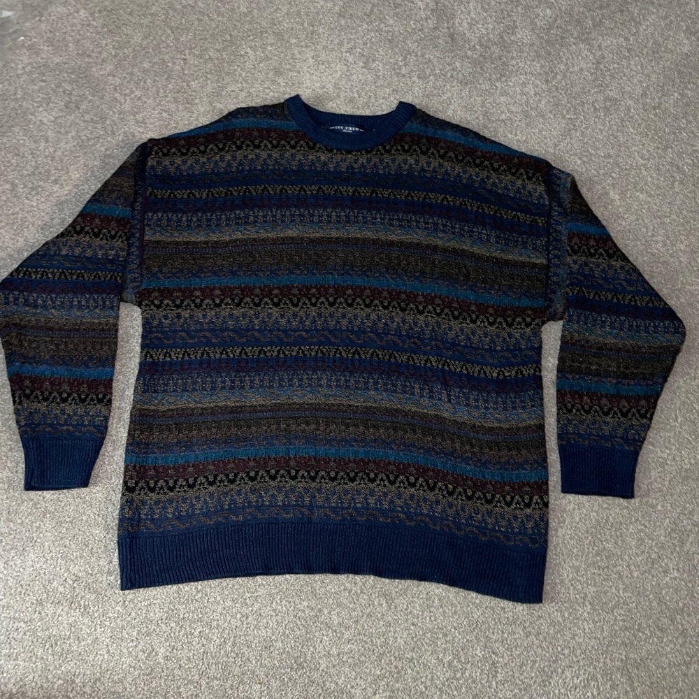 Vintage Ivy Crew XXL Sweater Pullover Cabin Core Grandpa Sweater Multicolor